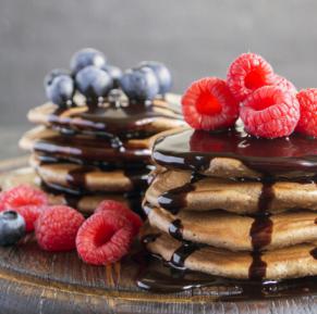 Chocolate and berries pancake